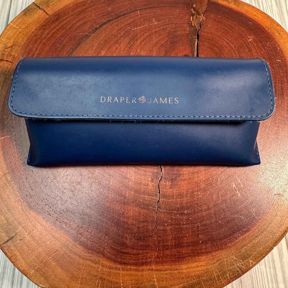 Draper James Navy Blue Magnetic Eyewear Sunglasses Case Faux Leather Soft Lining